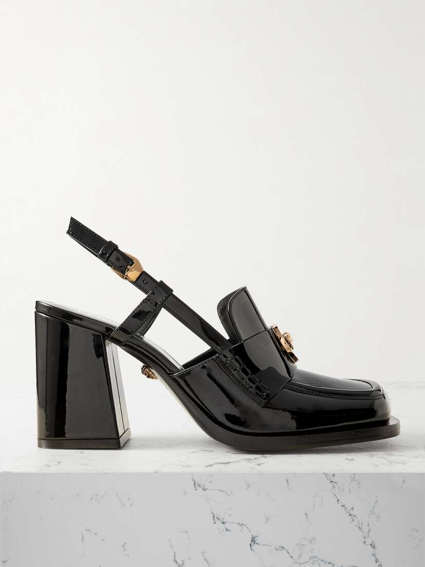 Versace Embellished Patent-leather Slingback Pumps