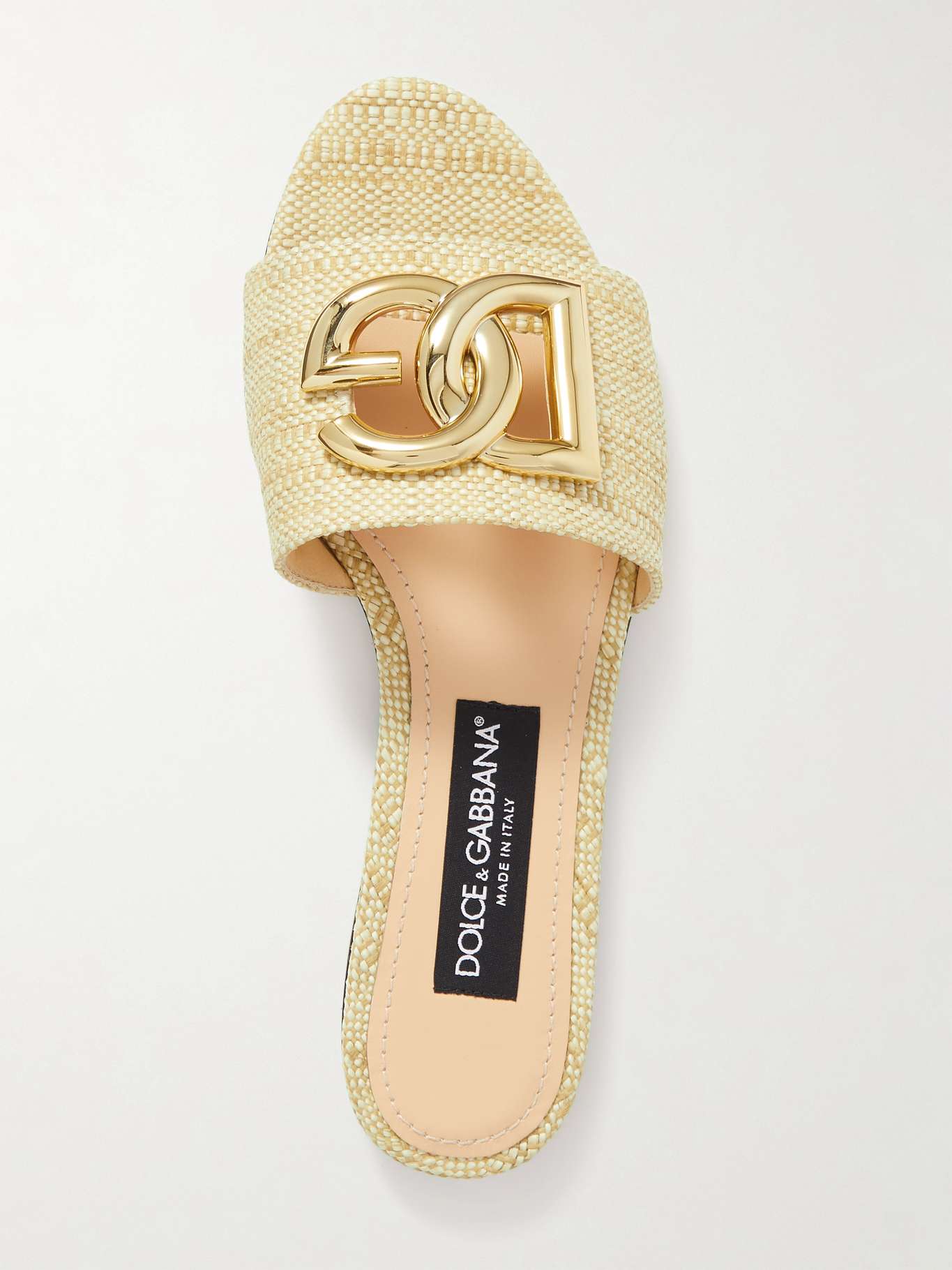 Dolce & Gabbana Black Monochrome Braided Raffia Slides Shoes