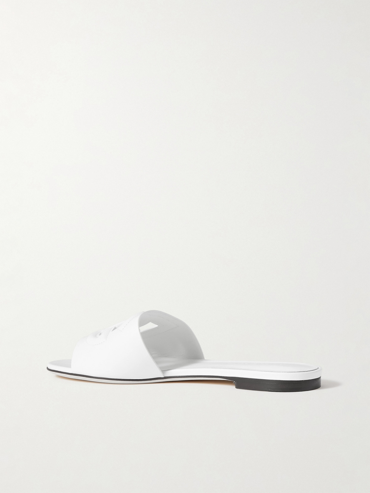 Dolce & Gabbana Bianca Cutout Leather Slides In White