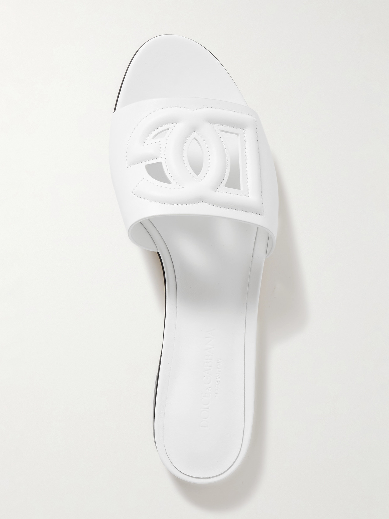 Dolce & Gabbana Bianca Cutout Leather Slides In White