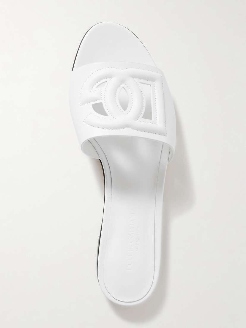 Dolce & Gabbana Bianca Cutout Leather Slides