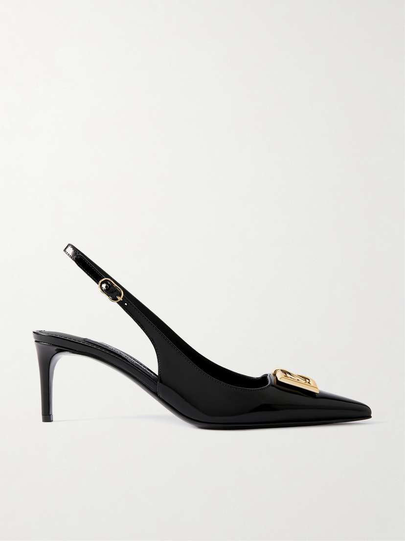 Dolce & Gabbana Formale Appliquéd Glossed-leather Slingback Pumps