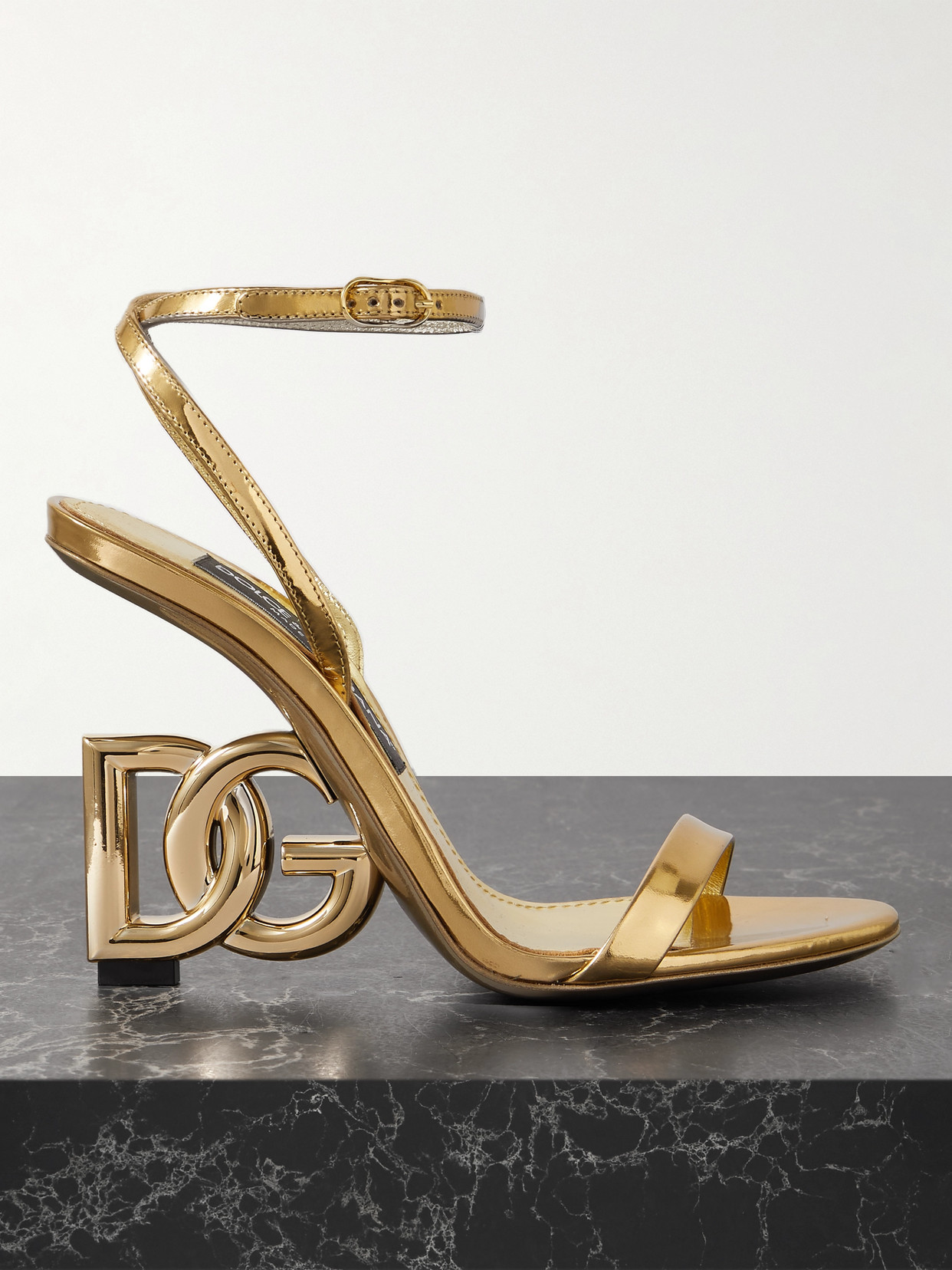 Dolce & Gabbana Formale Embellished Metallic Leather Sandals In Gold