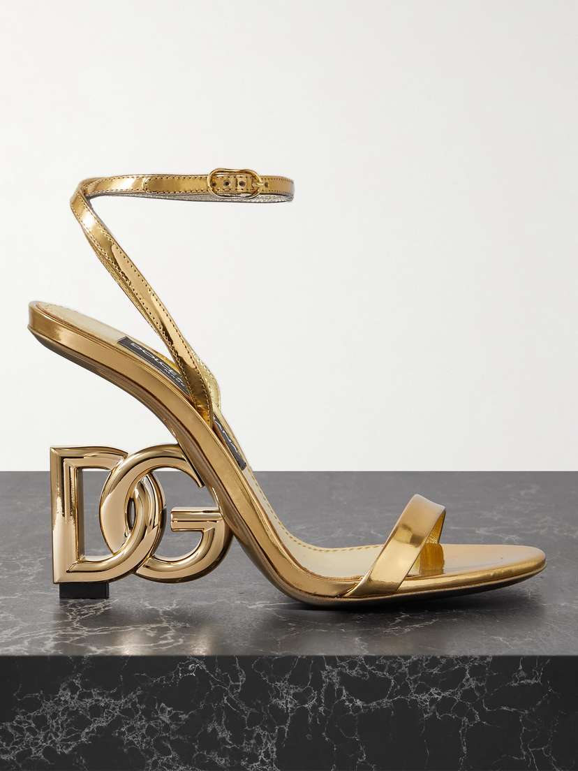 Dolce & Gabbana Formale Embellished Metallic Leather Sandals