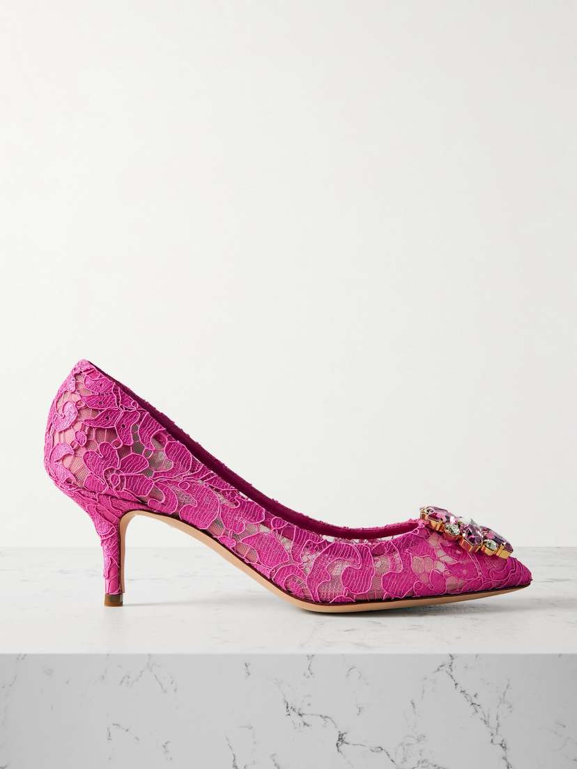 Dolce & Gabbana Crystal-embellished Lace Pumps