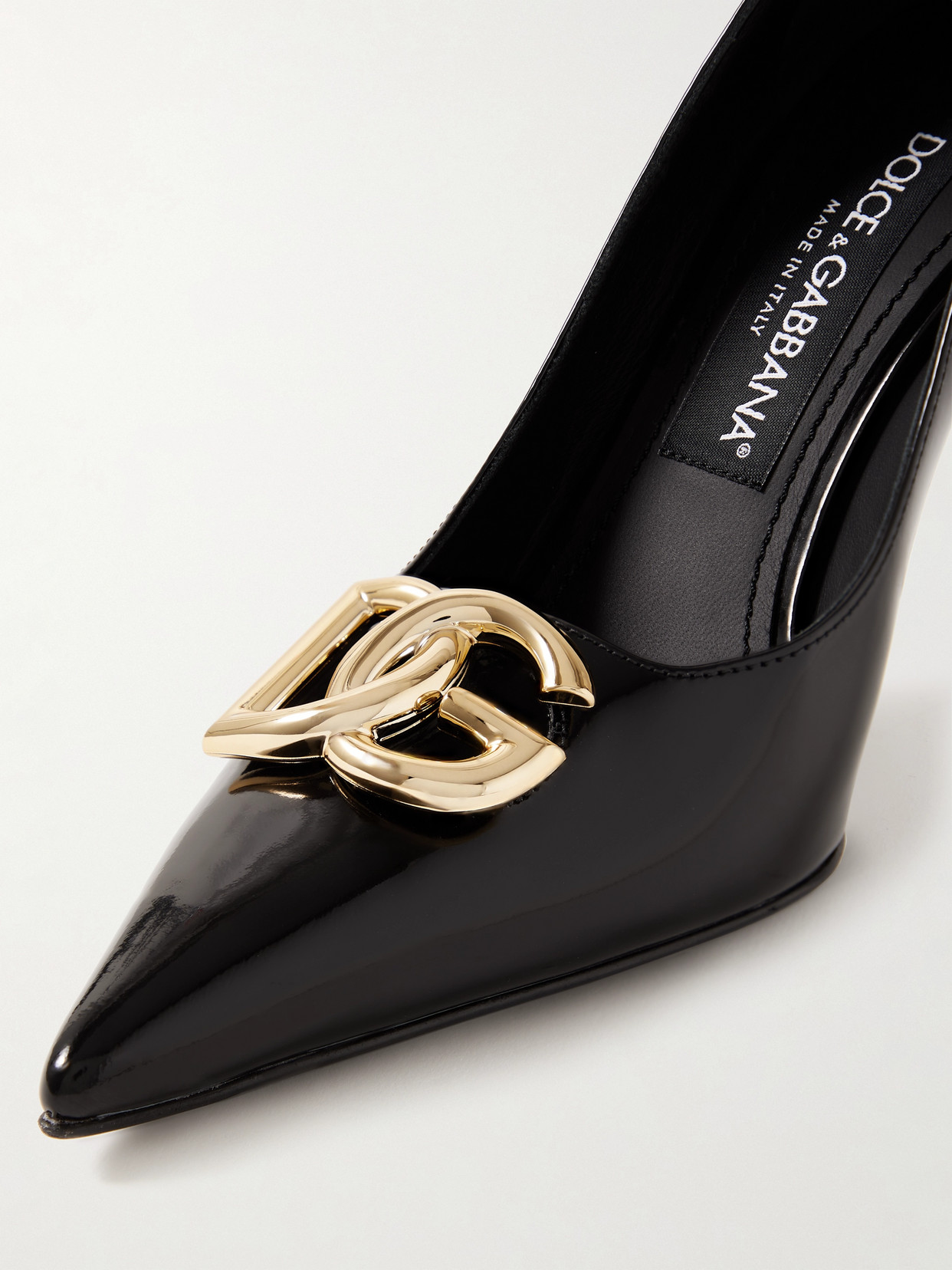 Dolce & Gabbana Formale Embellished Patent-leather Point-toe Pumps In Black