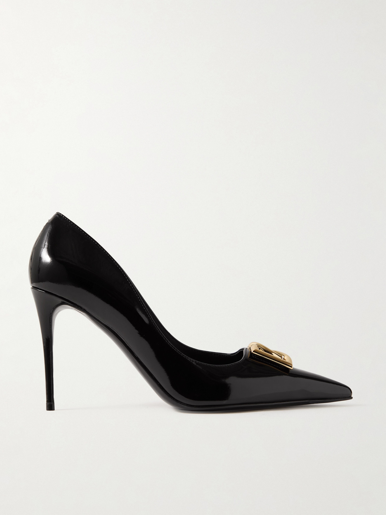 Dolce & Gabbana Formale Embellished Patent-leather Point-toe Pumps In Black