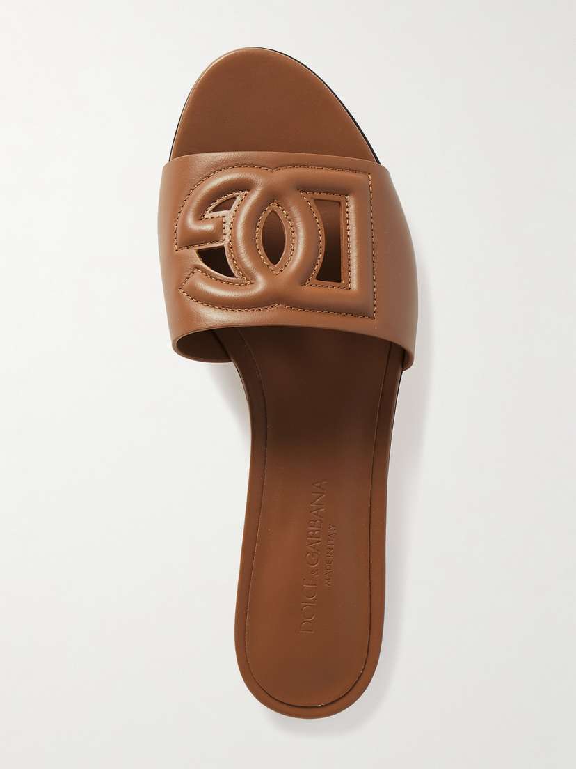 Dolce & Gabbana Bianca Cutout Leather Slides