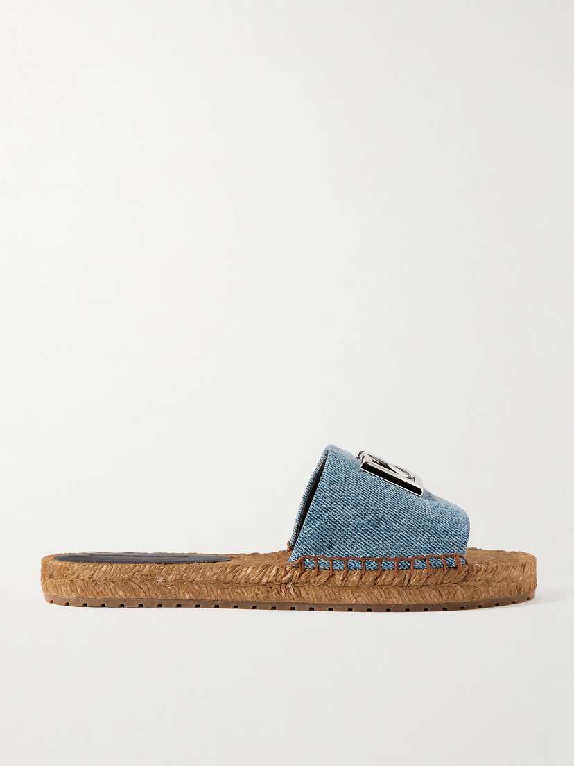 Dolce & Gabbana Embellished Denim Espadrille Slides