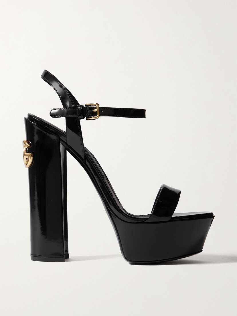 Dolce & Gabbana Keira Logo-embellished Patent-leather Platform Sandals