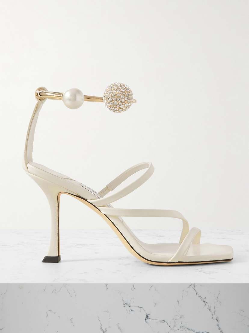 Jimmy Choo Ottilia 90 Crystal And Faux Pearl-embellished Leather Sandals