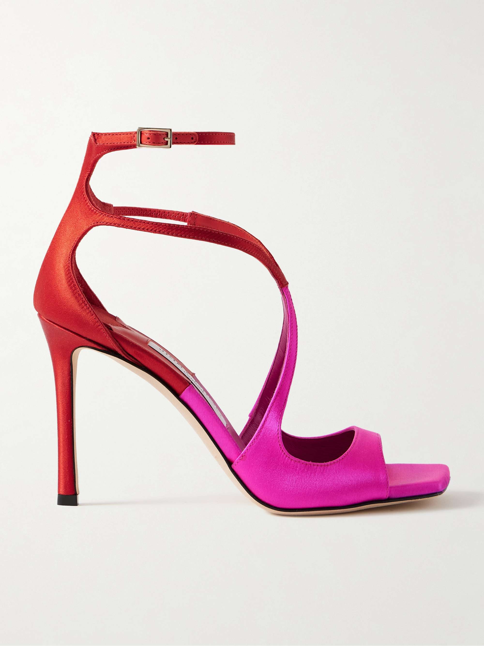 JIMMY CHOO Azia 95 two-tone satin sandals | NET-A-PORTER JIMMY CHOO Azia 95 two-tone satin sandals | NET-A-PORTER