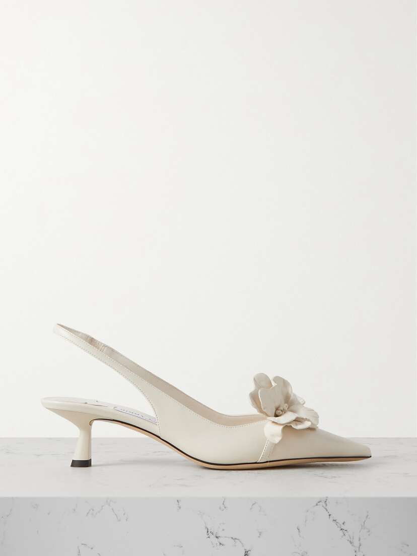 Jimmy Choo Amita 45 Appliquéd Leather Slingback Pumps