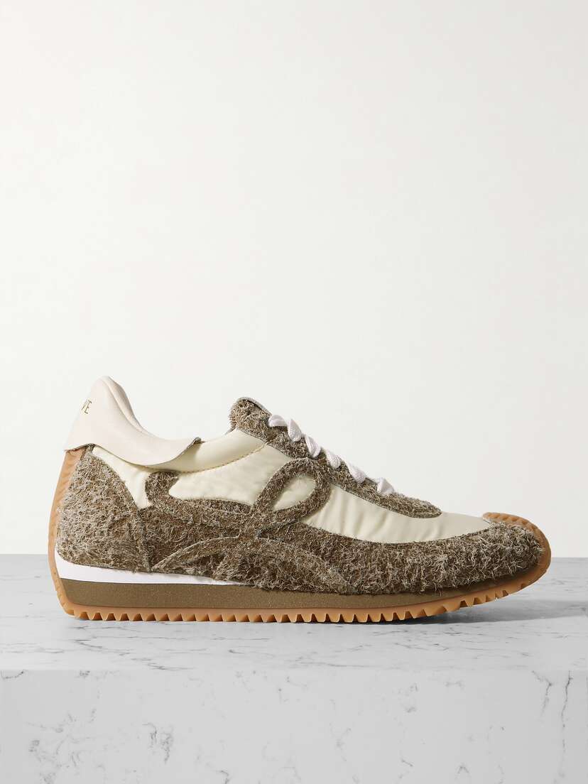 Loewe Flow Runner Leather-trimmed Shell And Brushed Suede Sneakers