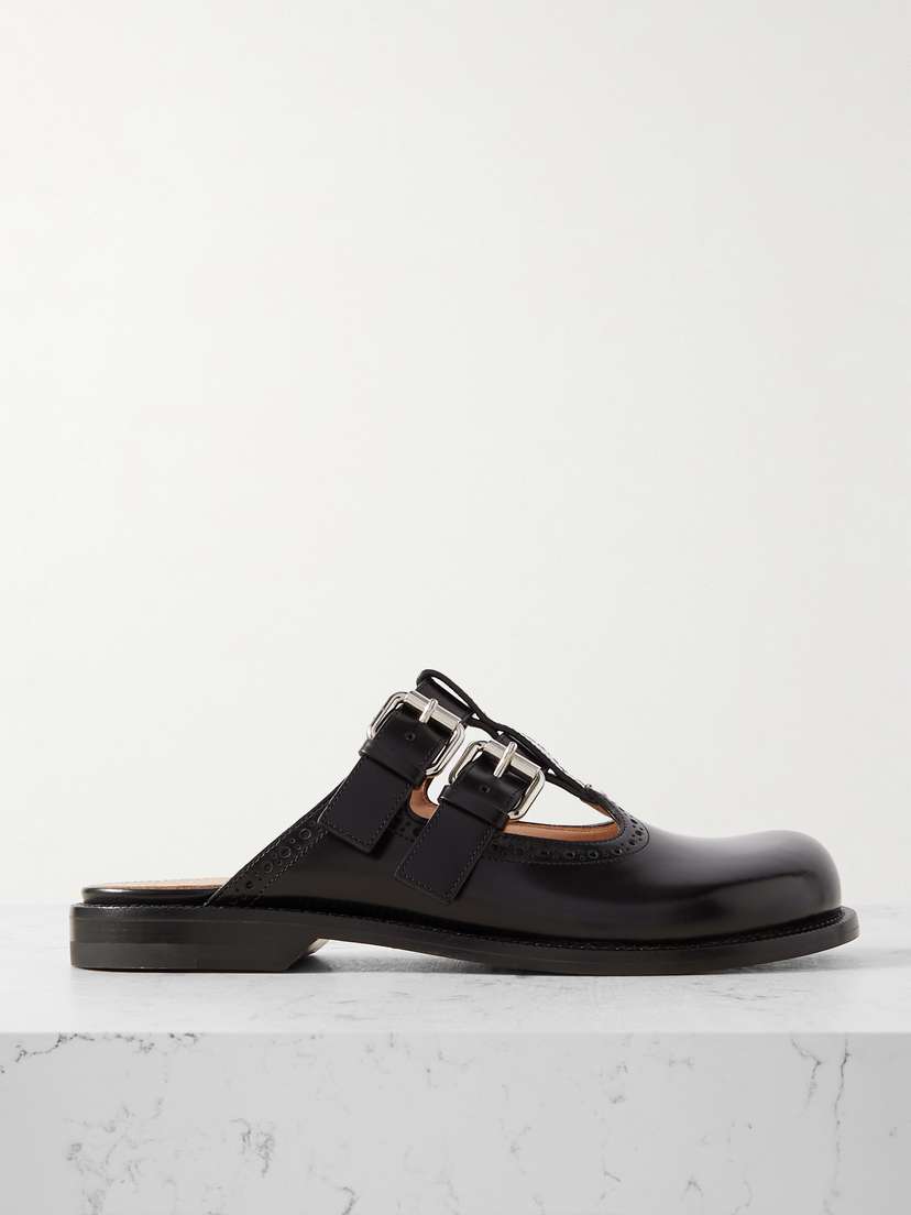 Loewe Campo Buckled Leather Mules