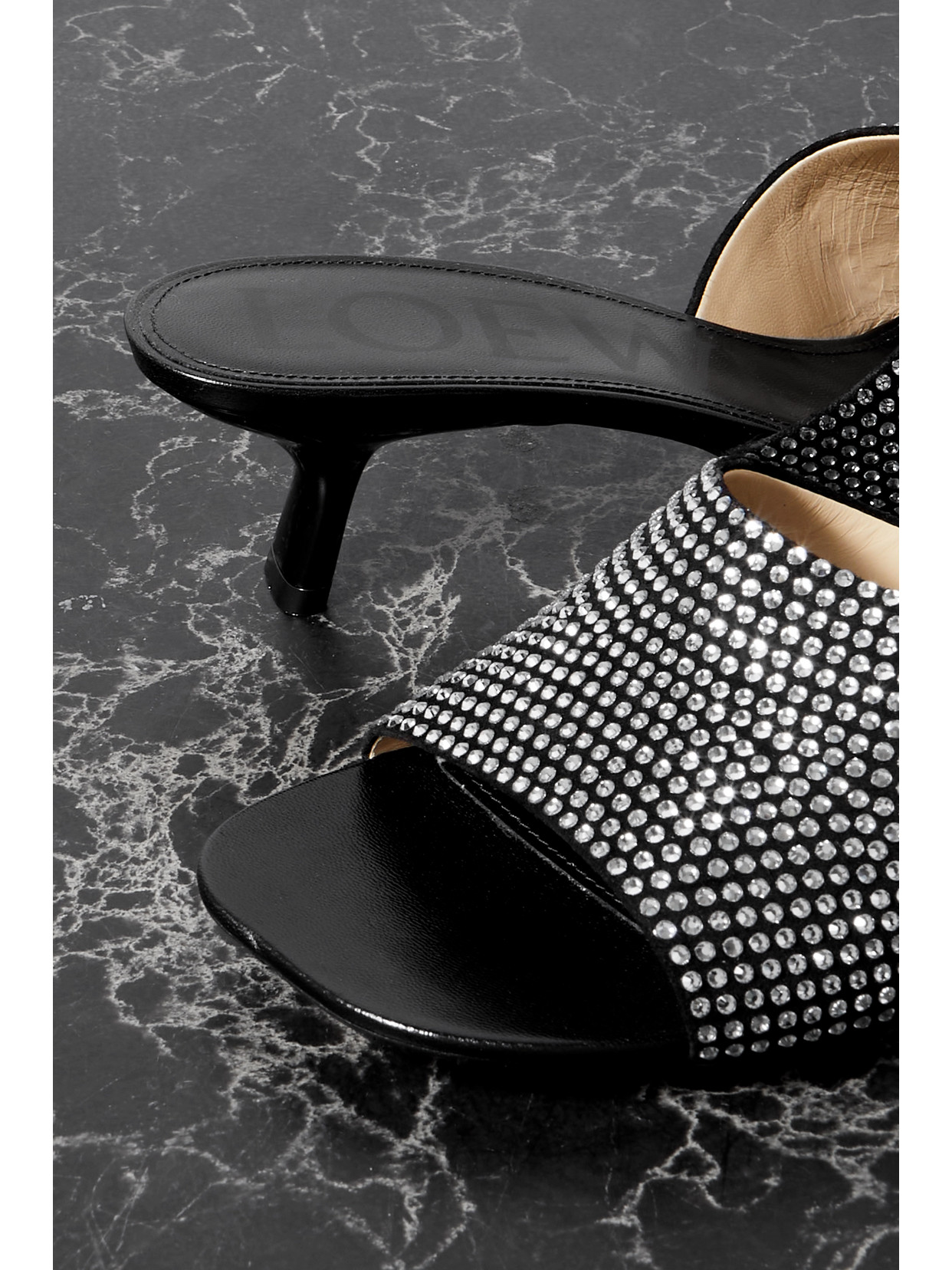 Petal Crystal-Embellished Mules