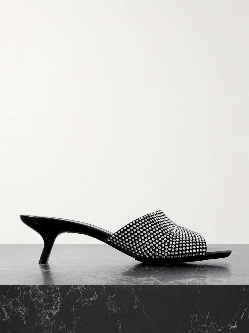 Loewe Petal Crystal-embellished Suede Mules