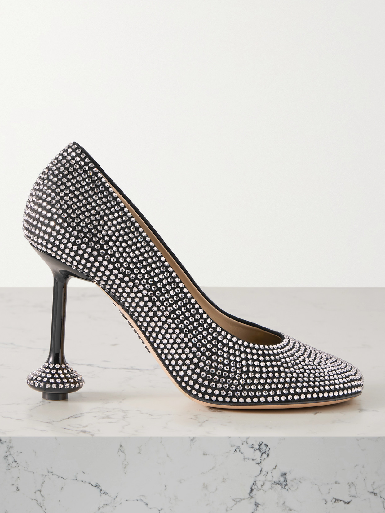 Shop Loewe Toy Crystal-embellished Suede Pumps In Black