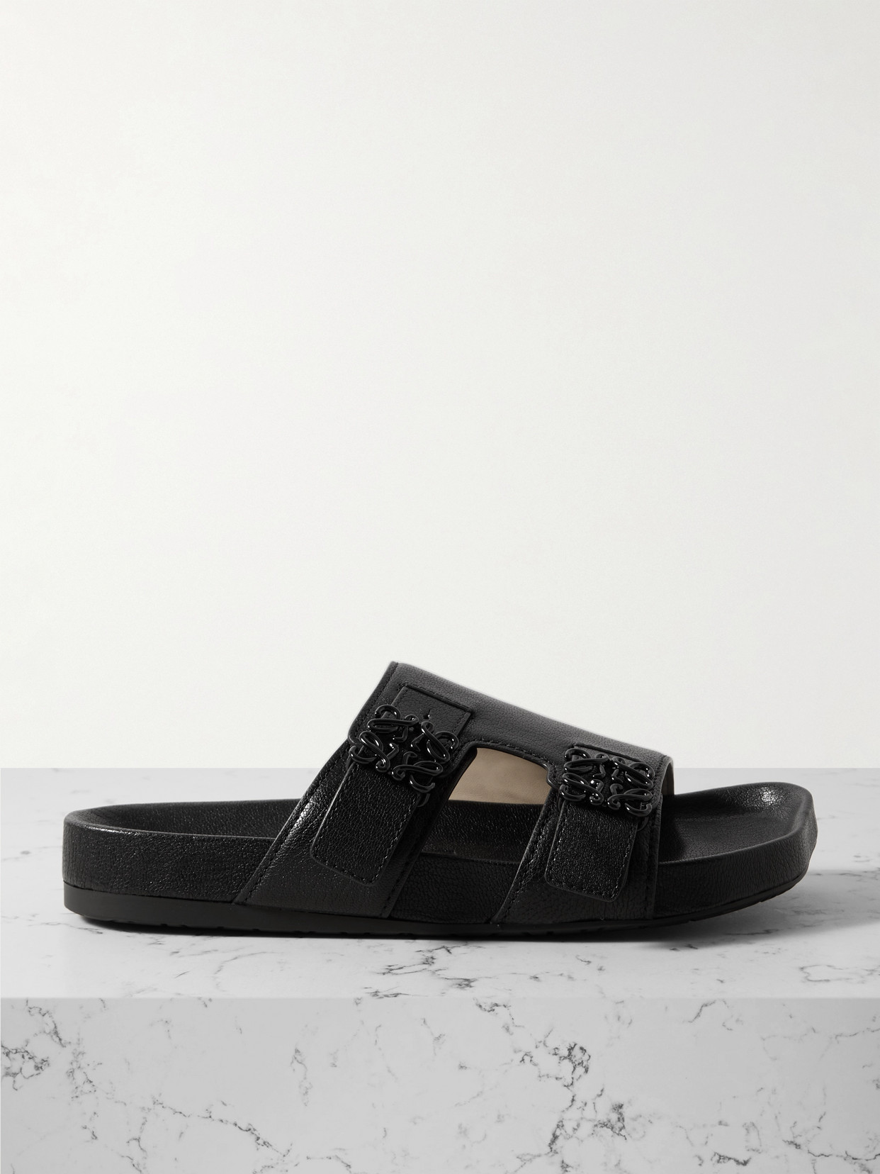 Loewe Ease Embellished Leather Slides - Black
