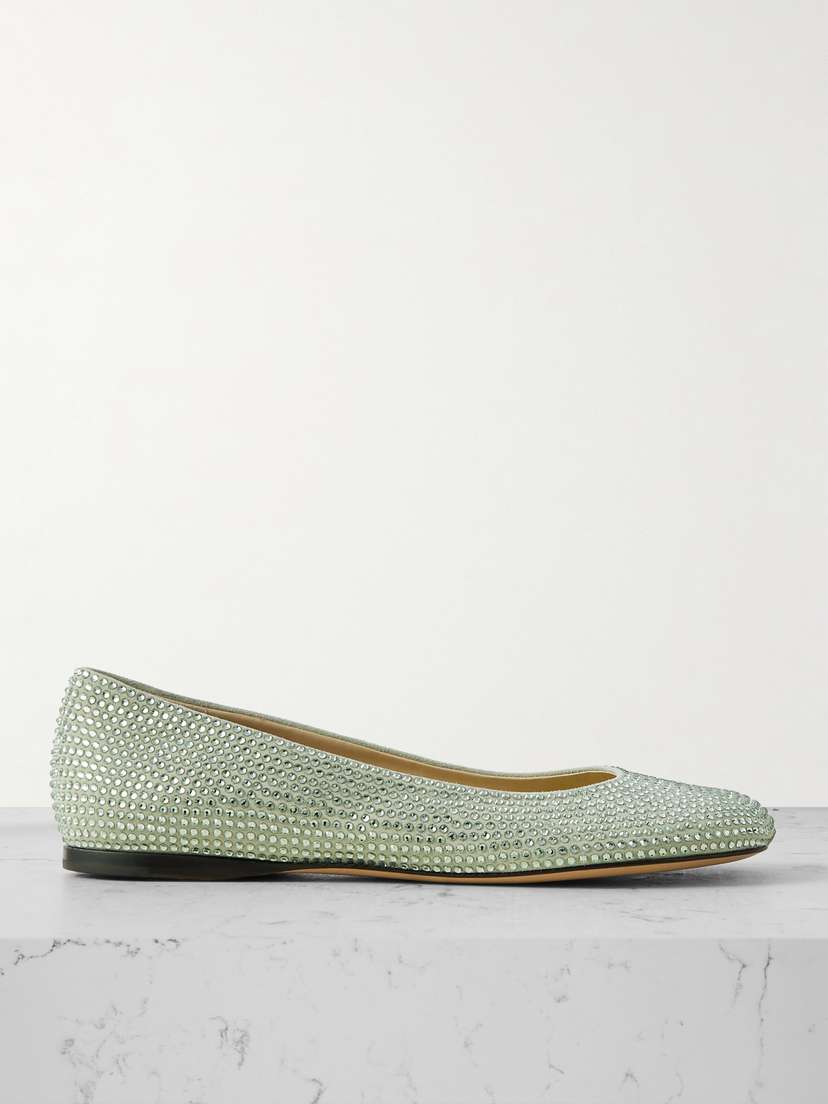 Loewe Crystal-embellished Suede Ballet Flats