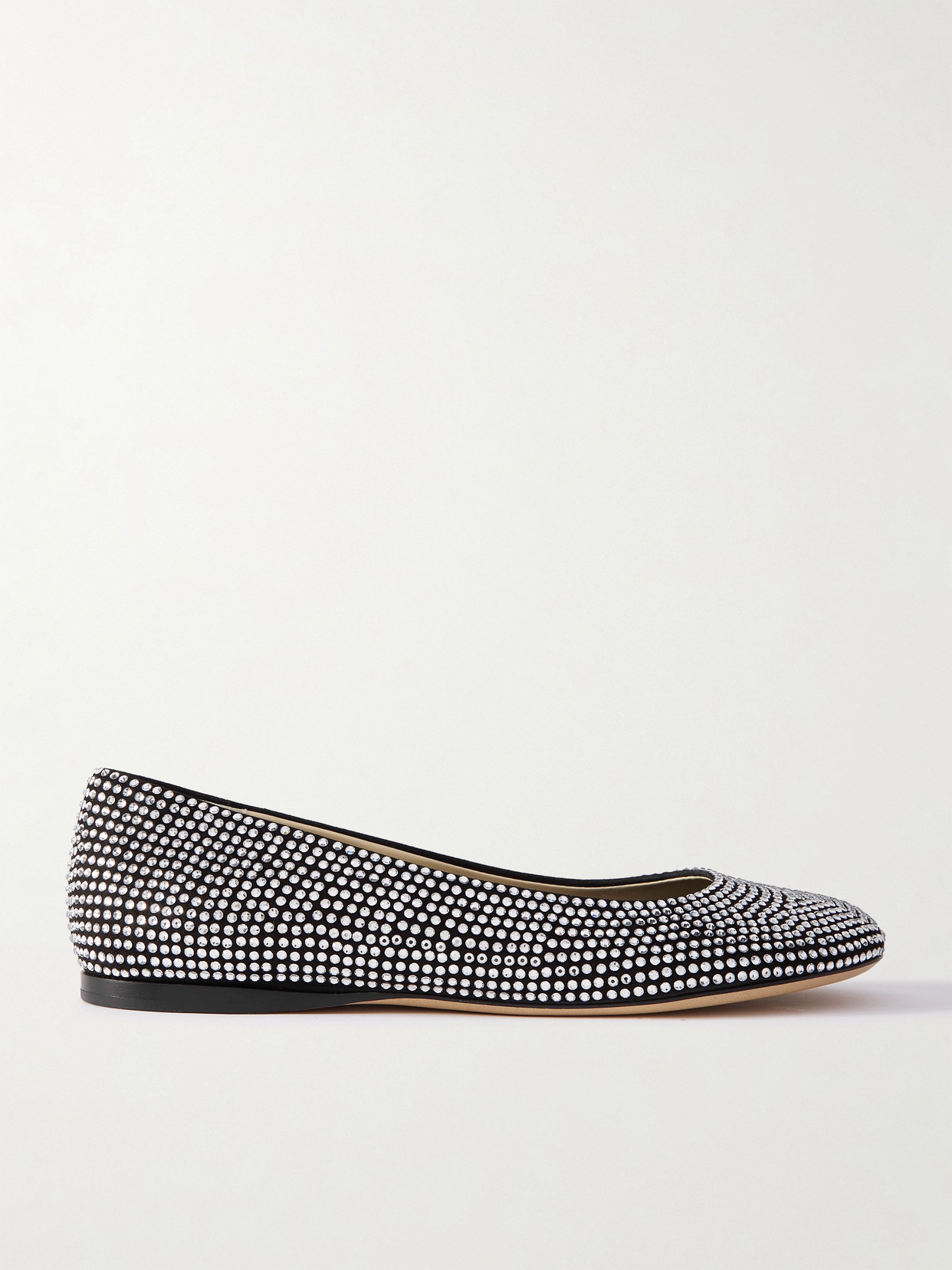 Shop Loewe Crystal-embellished Suede Ballet Flats In Black