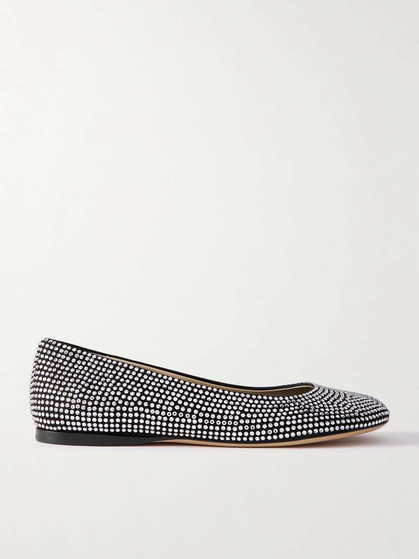 Loewe Crystal-embellished Suede Ballet Flats