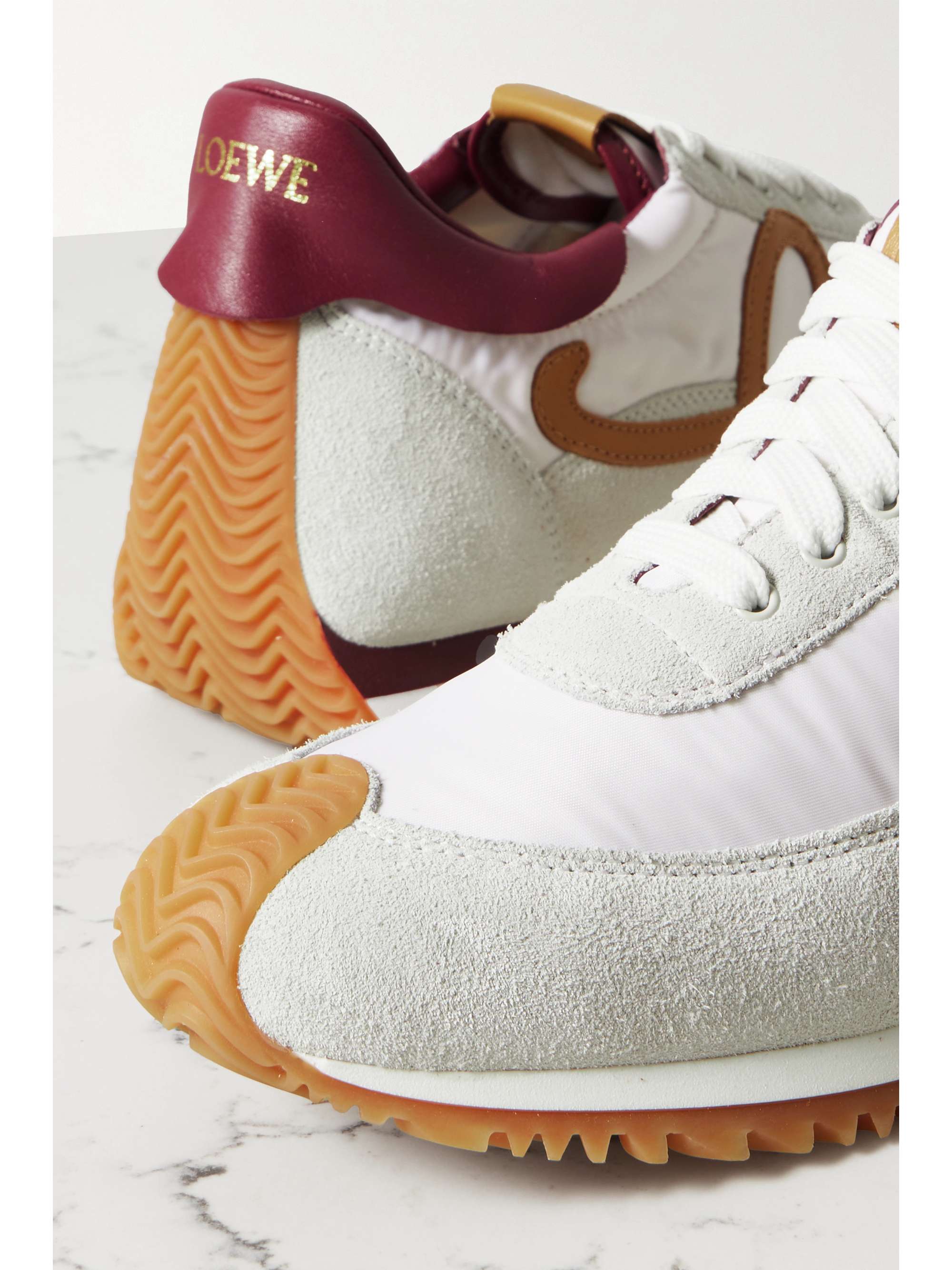 LOEWE Flow logo-appliquéd shell, leather and suede sneakers