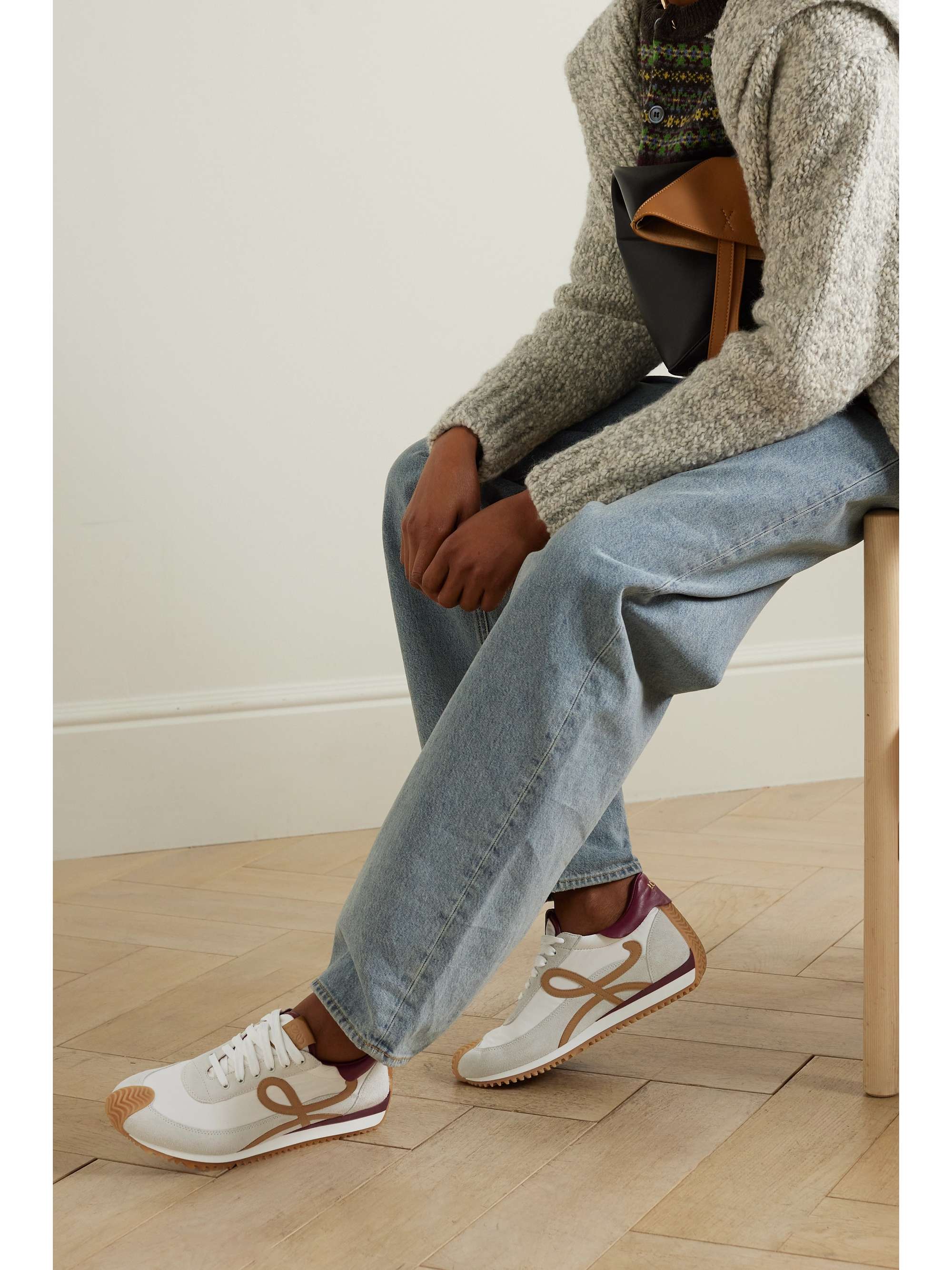 LOEWE Flow logo-appliquéd shell, leather and suede sneakers