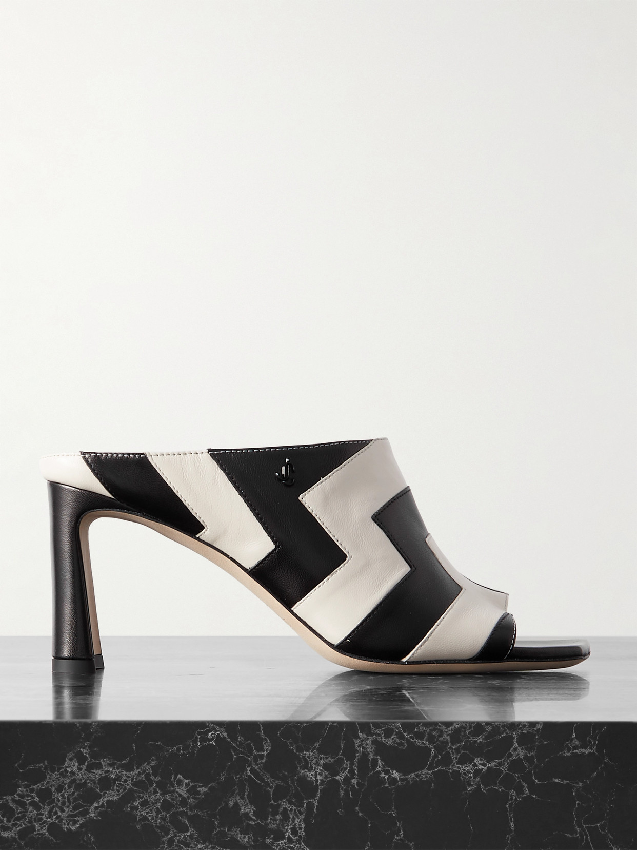 Jimmy Choo - Kinley 75 Two-tone Leather Mules - Black