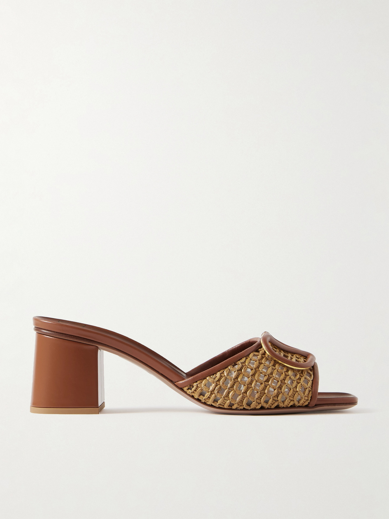 Valentino Garavani Vlogo 60 Embellished Raffia And Leather Mules In Brown