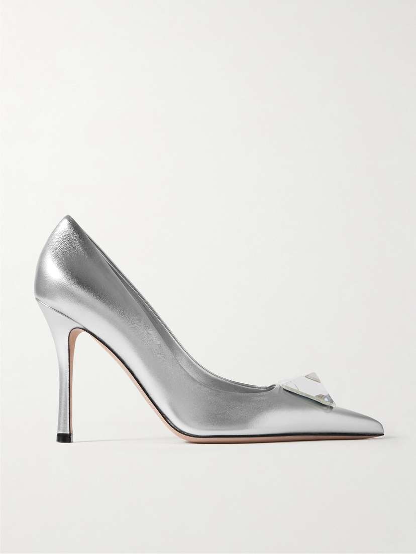 Valentino Garavani One Stud 100 Metallic Leather Pumps