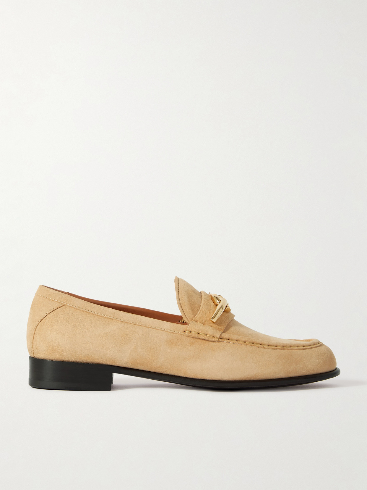 Valentino Garavani Vlogo Gate Embellished Suede Loafers In Beige O Tan
