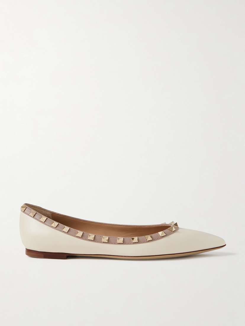 Valentino Garavani Rockstud Leather Point-toe Flats