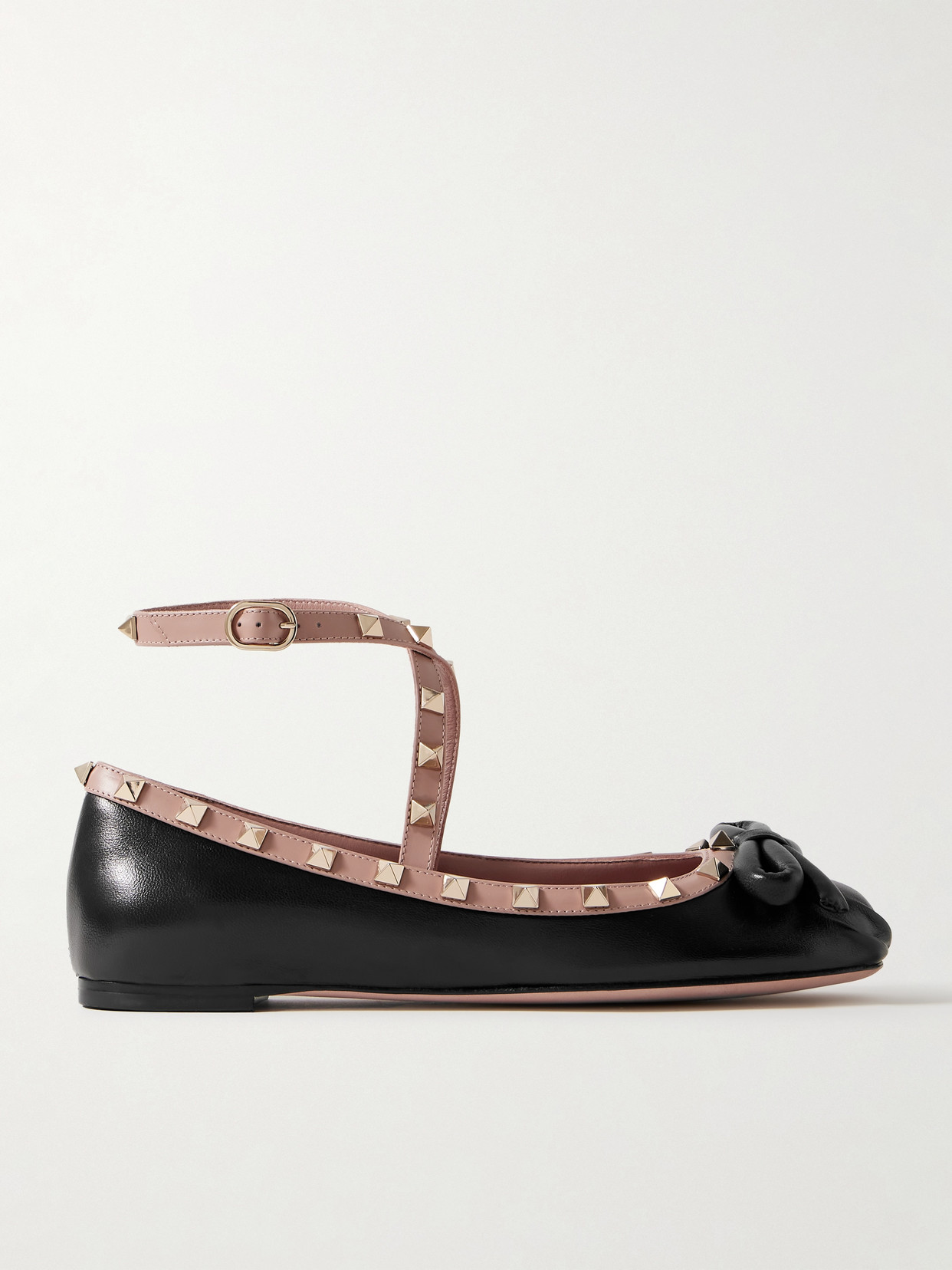 Valentino Garavani - Rockstud Leather Ballet Flats - Black