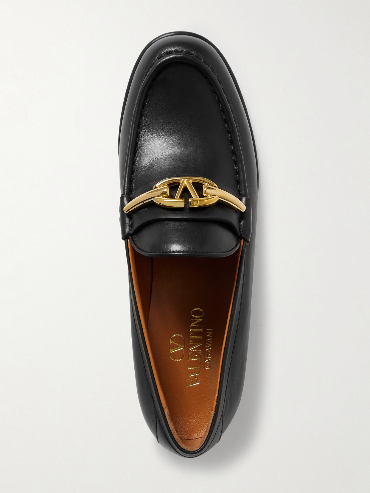 Valentino Garavani Vlogo Embellished Leather Loafers In Black