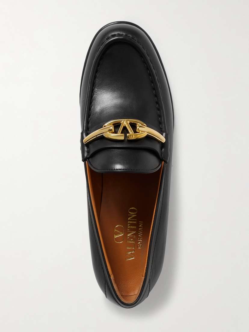Valentino Garavani Vlogo Embellished Leather Loafers