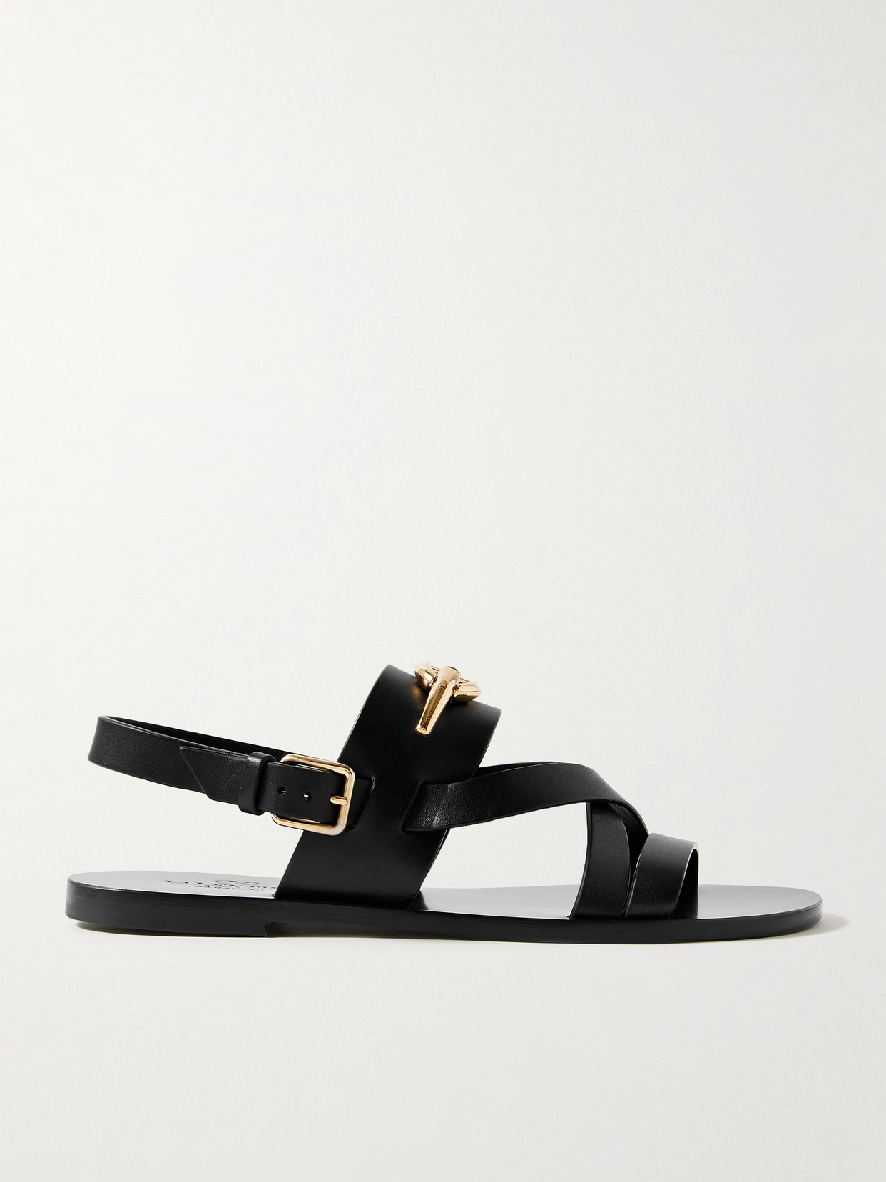 Shop Valentino Vlogo Embellished Leather Sandals In Black