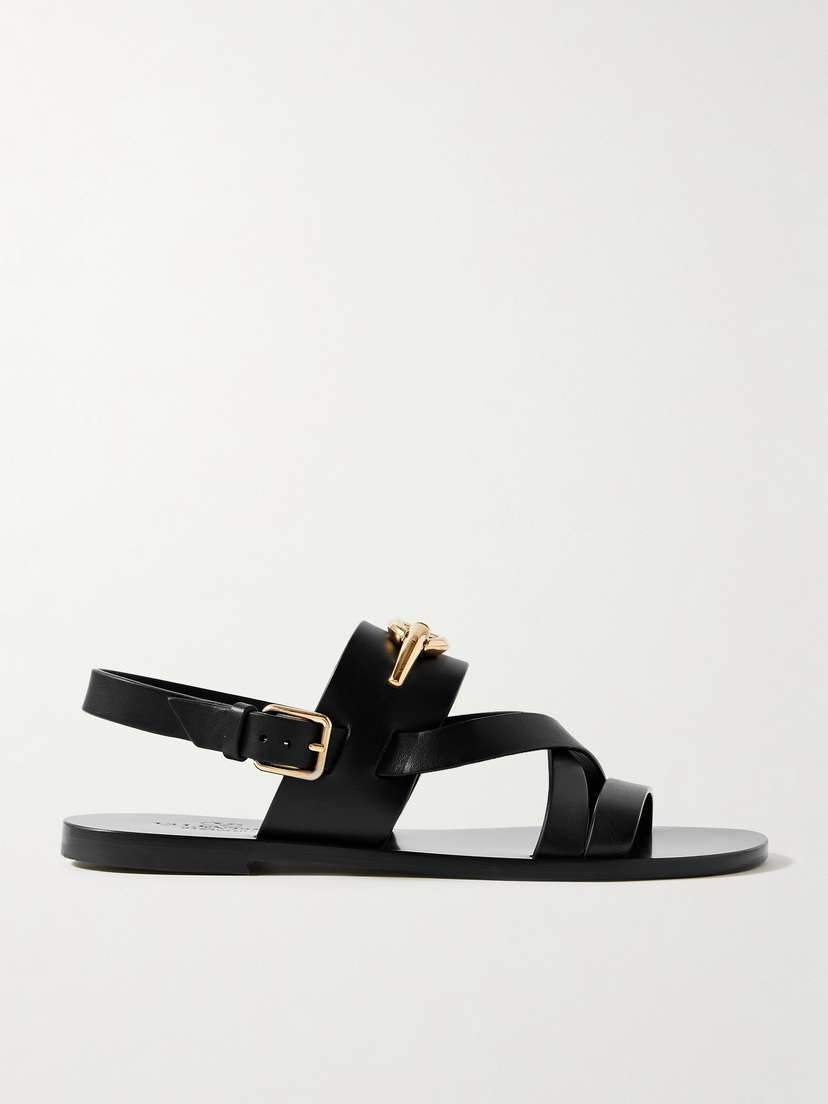 Valentino Garavani Vlogo Embellished Leather Sandals