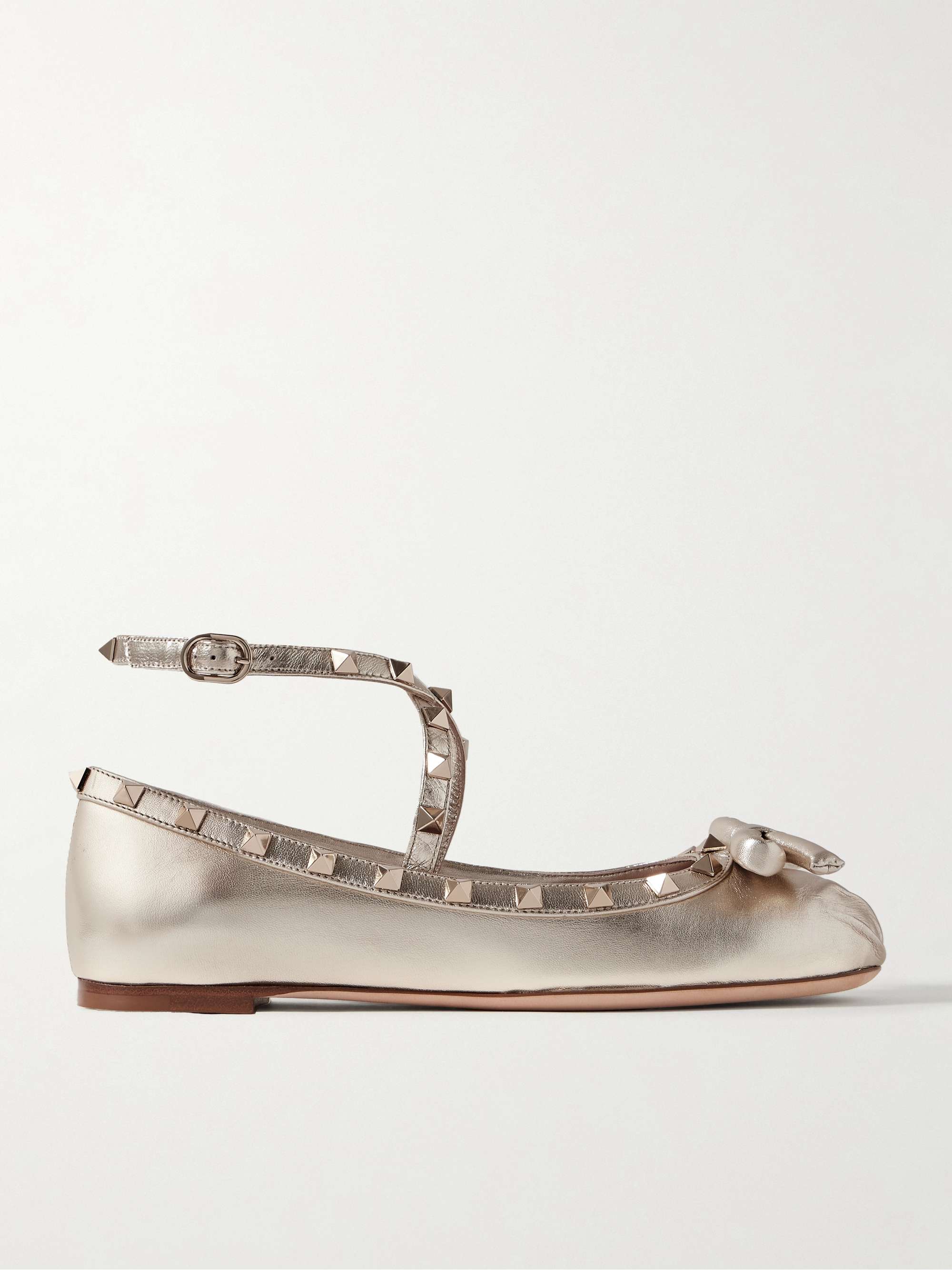 VALENTINO GARAVANI Rockstud metallic leather ballet flats NET A PORTER