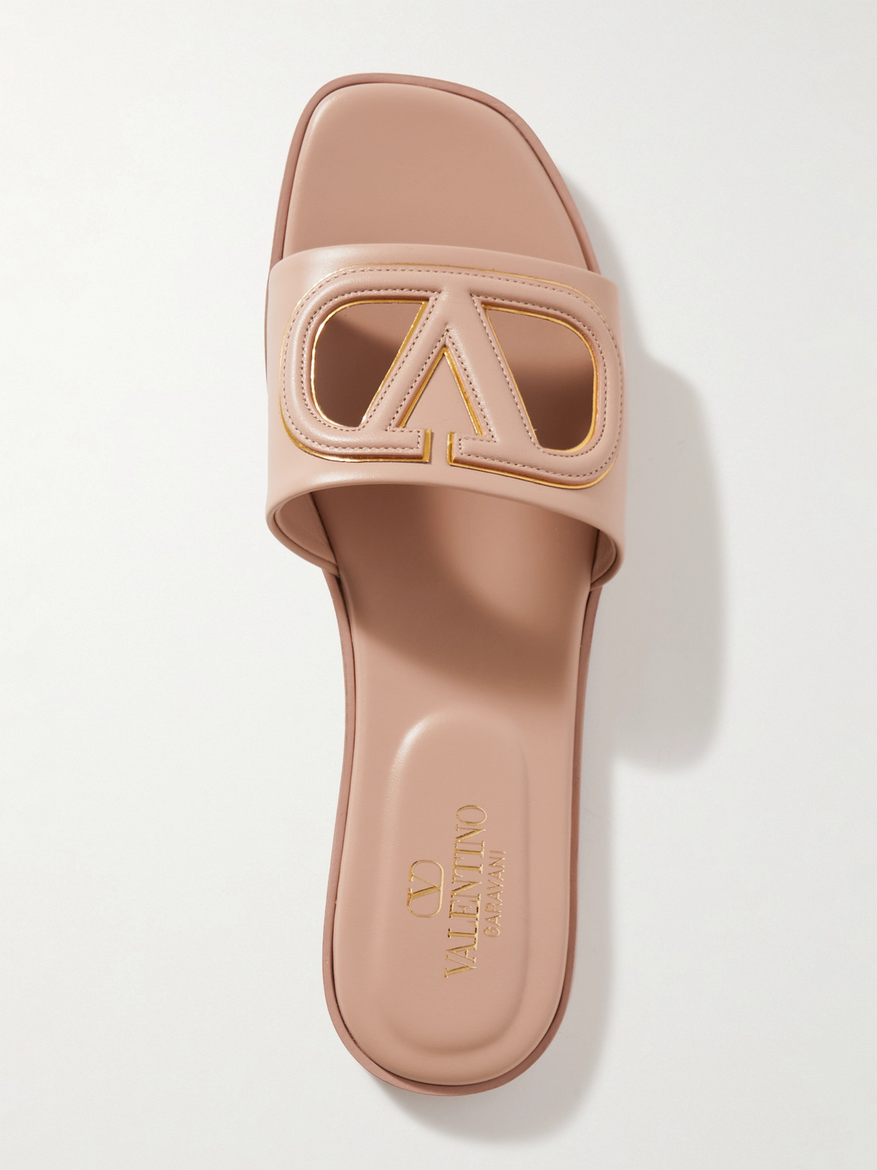 Valentino Garavani Vlogo Cutout Leather Slides In Neutrals