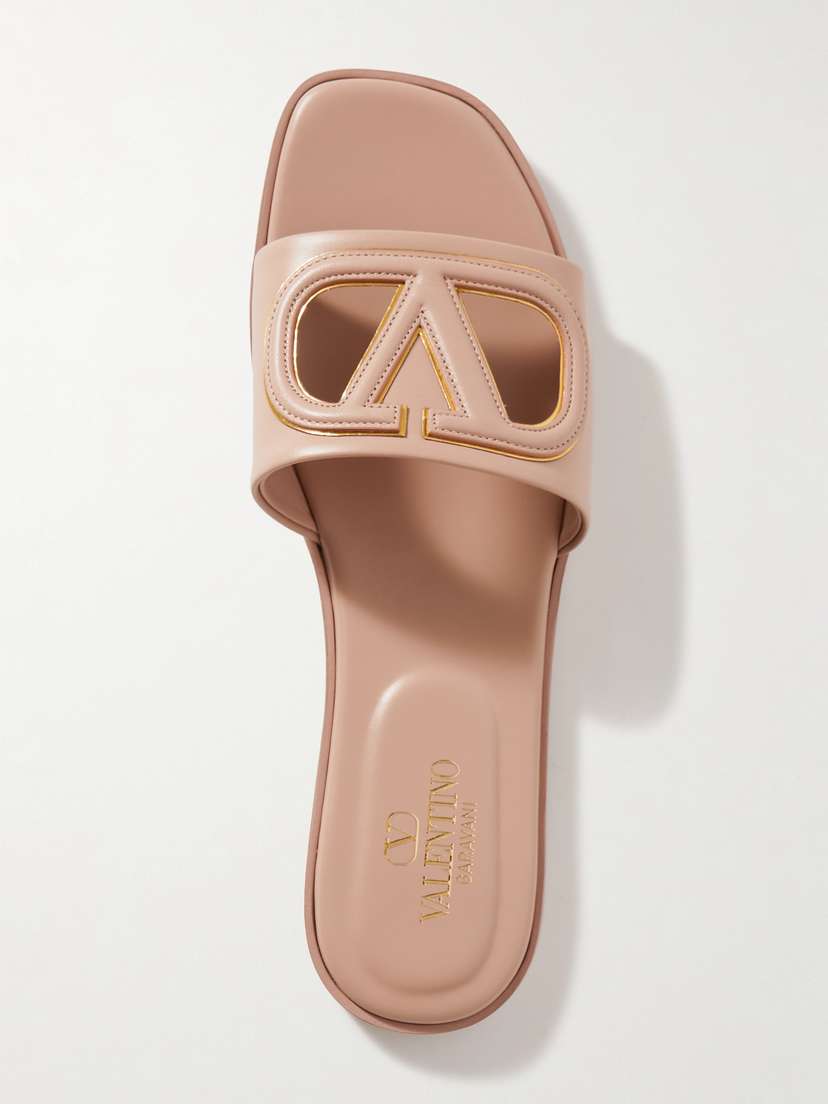 Valentino Garavani Vlogo Cutout Leather Slides