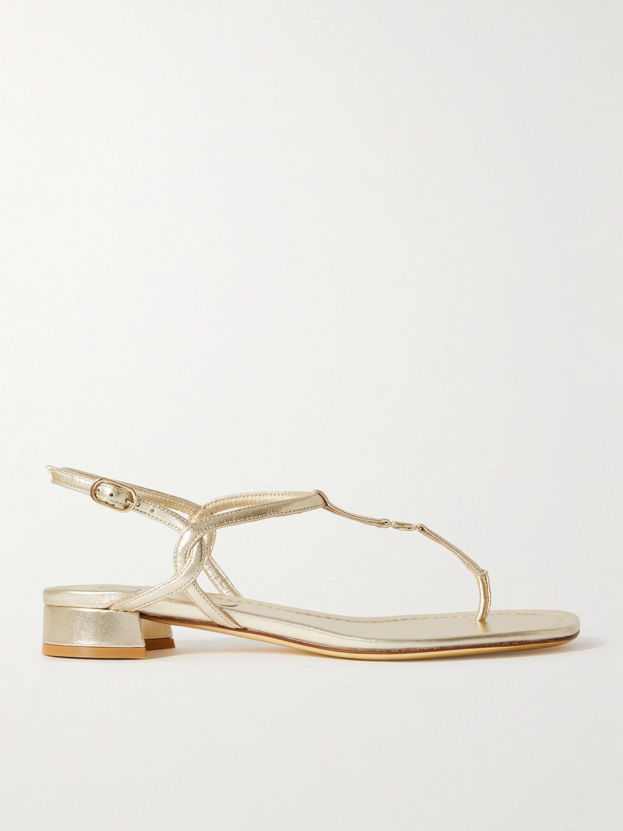 Valentino Garavani Vlogo Embellished Metallic Leather Sandals - Gold