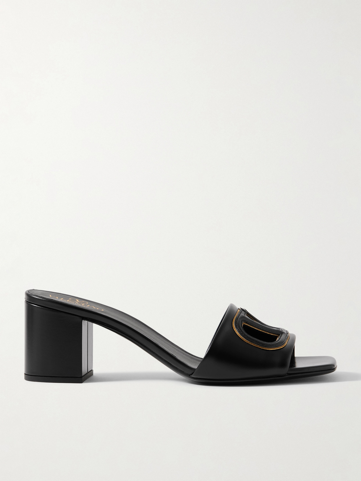 Valentino Garavani Vlogo 60 Cutout Leather Mules In Black