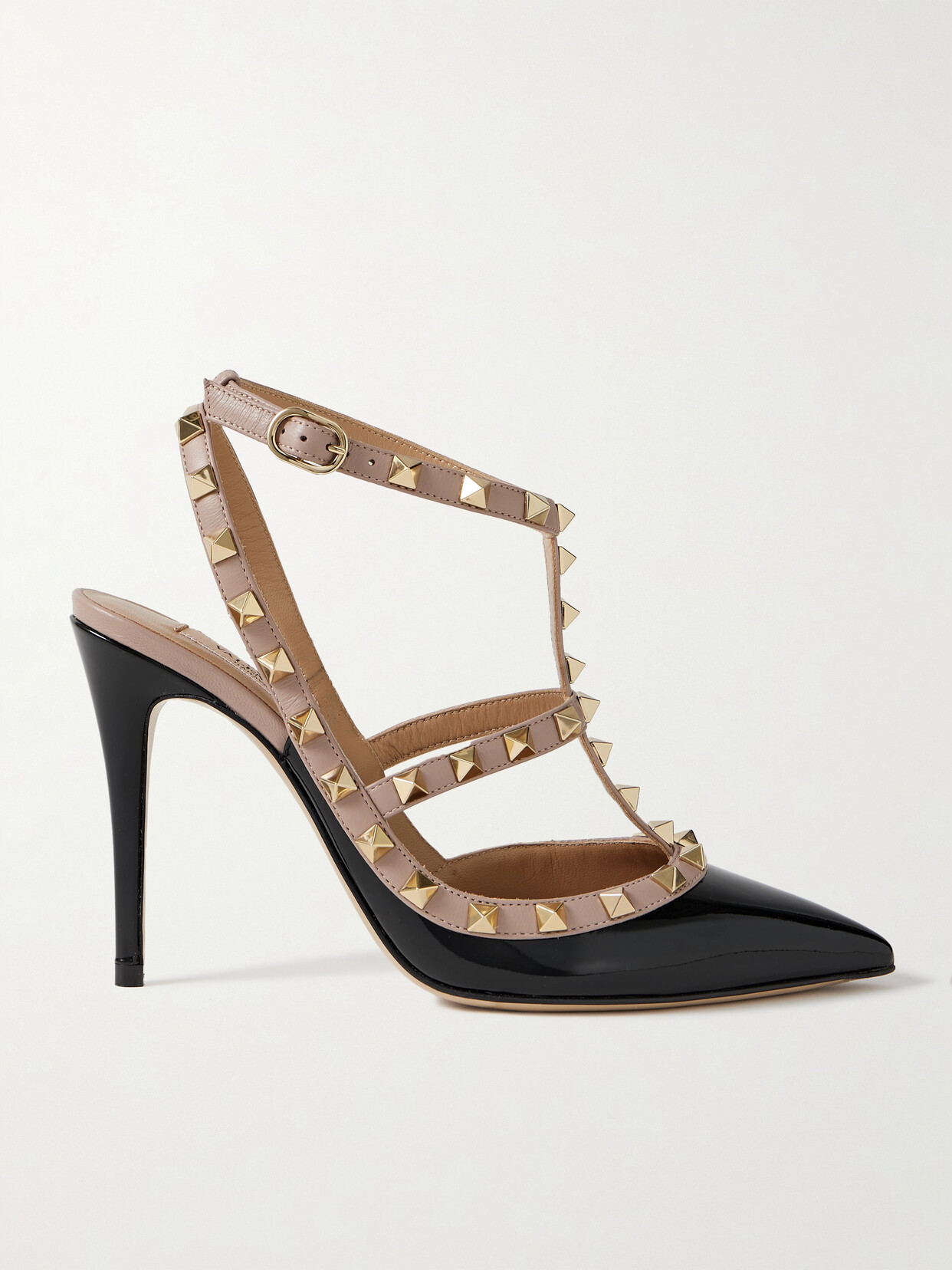 Shop Valentino Rockstud 100 Two-tone Patent-leather Pumps In Black