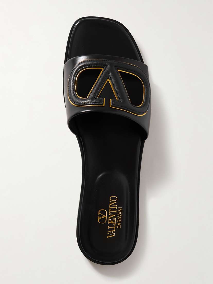 Valentino Garavani Vlogo Cutout Leather Slides
