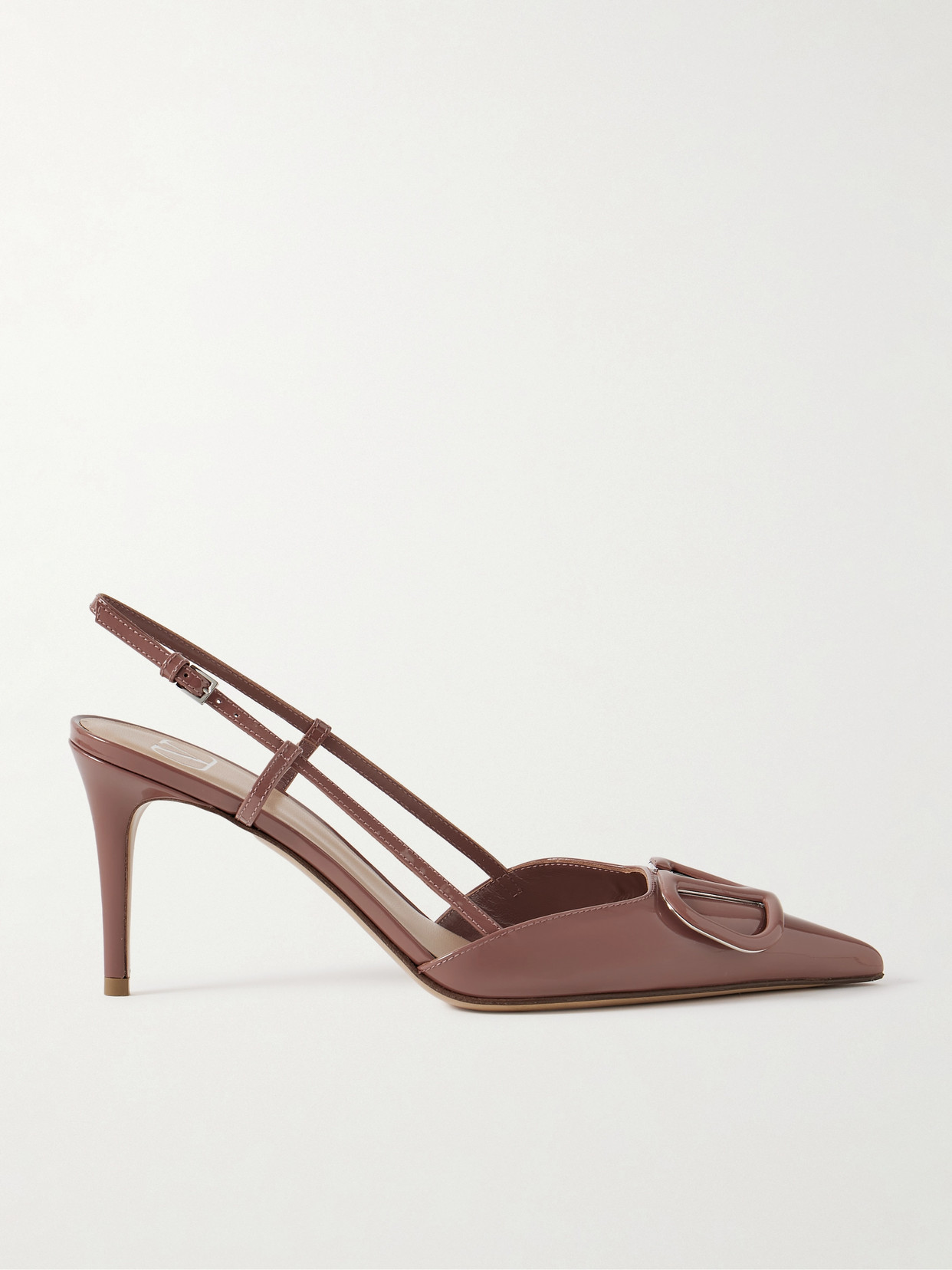 Valentino Garavani - Vlogo Patent-leather Slingback Pumps - Brown