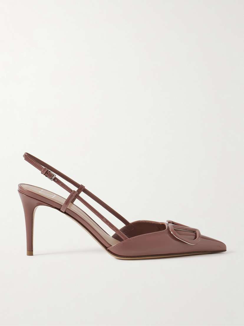Valentino Garavani Vlogo Patent-leather Slingback Pumps