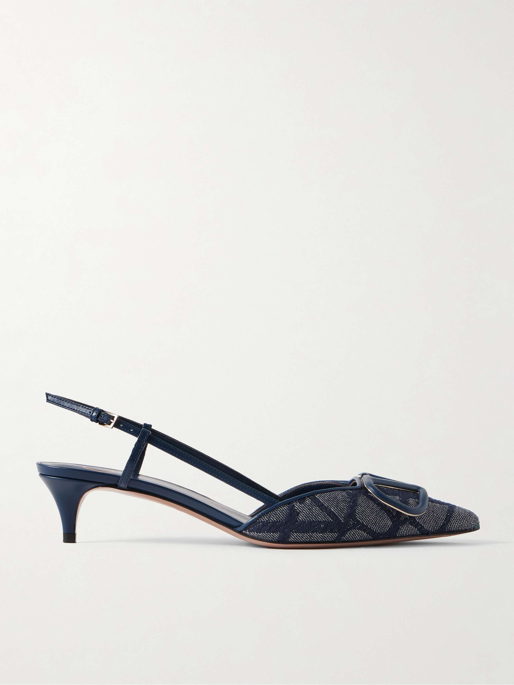 VALENTINO GARAVANI VLOGO 40 embellished leather-trimmed VALENTINO GARAVANI VLOGO 40 embellished leather-trimmed