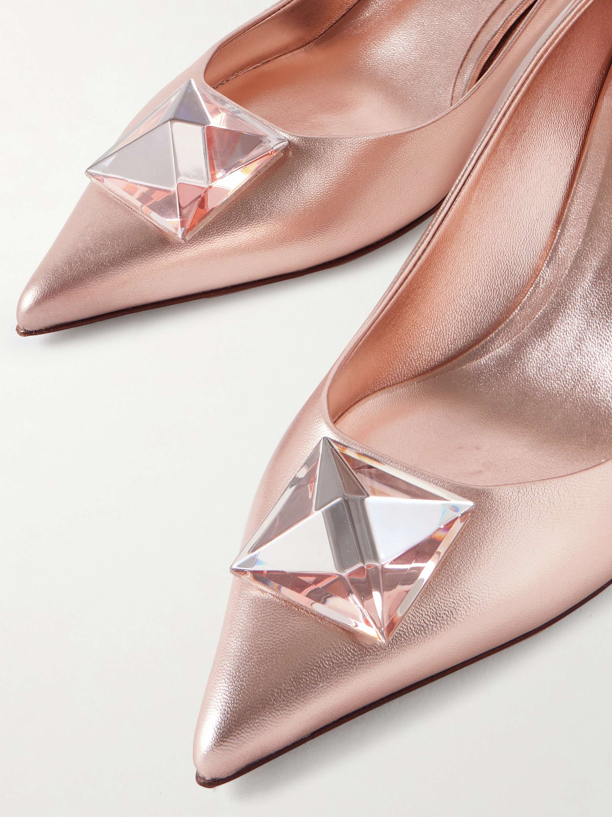 VALENTINO GARAVANI One Stud 50 embellished metallic leather