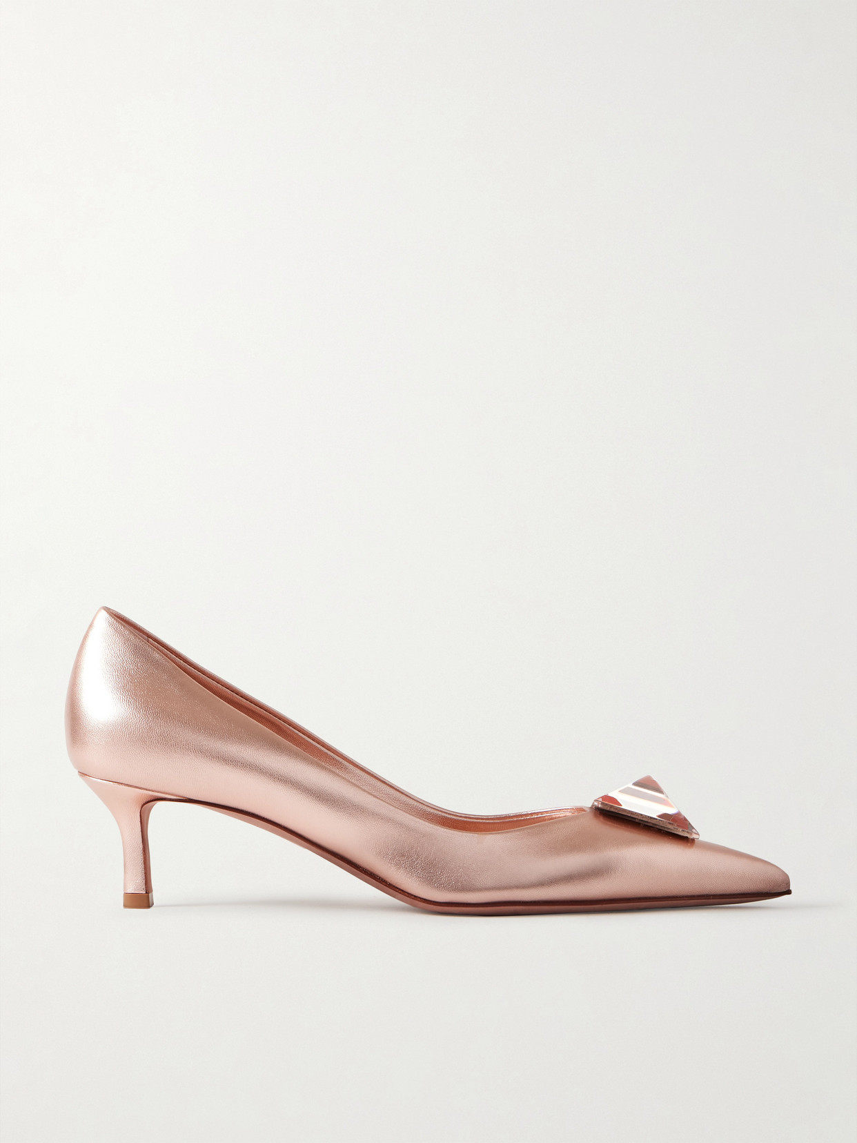 Valentino Garavani One Stud 50 Embellished Metallic Leather Pumps